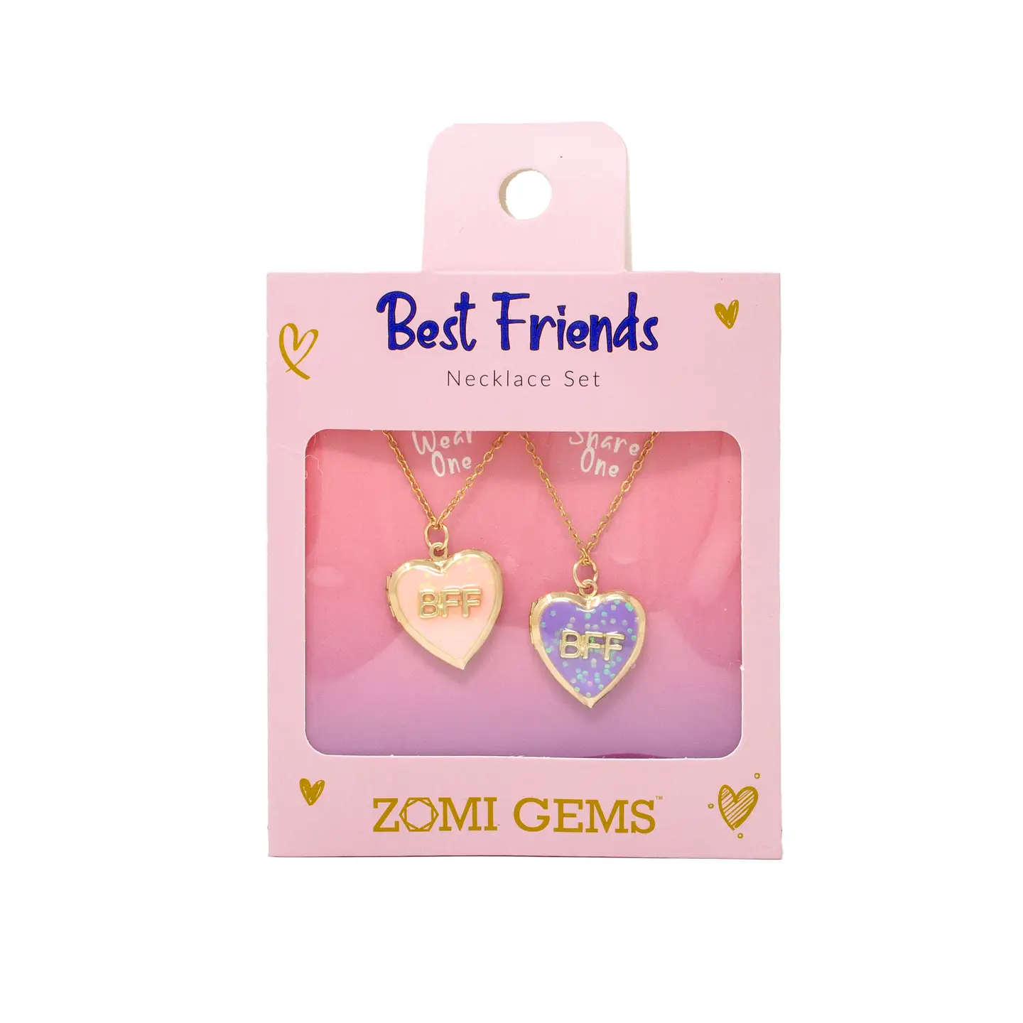 Girls Best Friends BFF Heart Locket Necklace Set