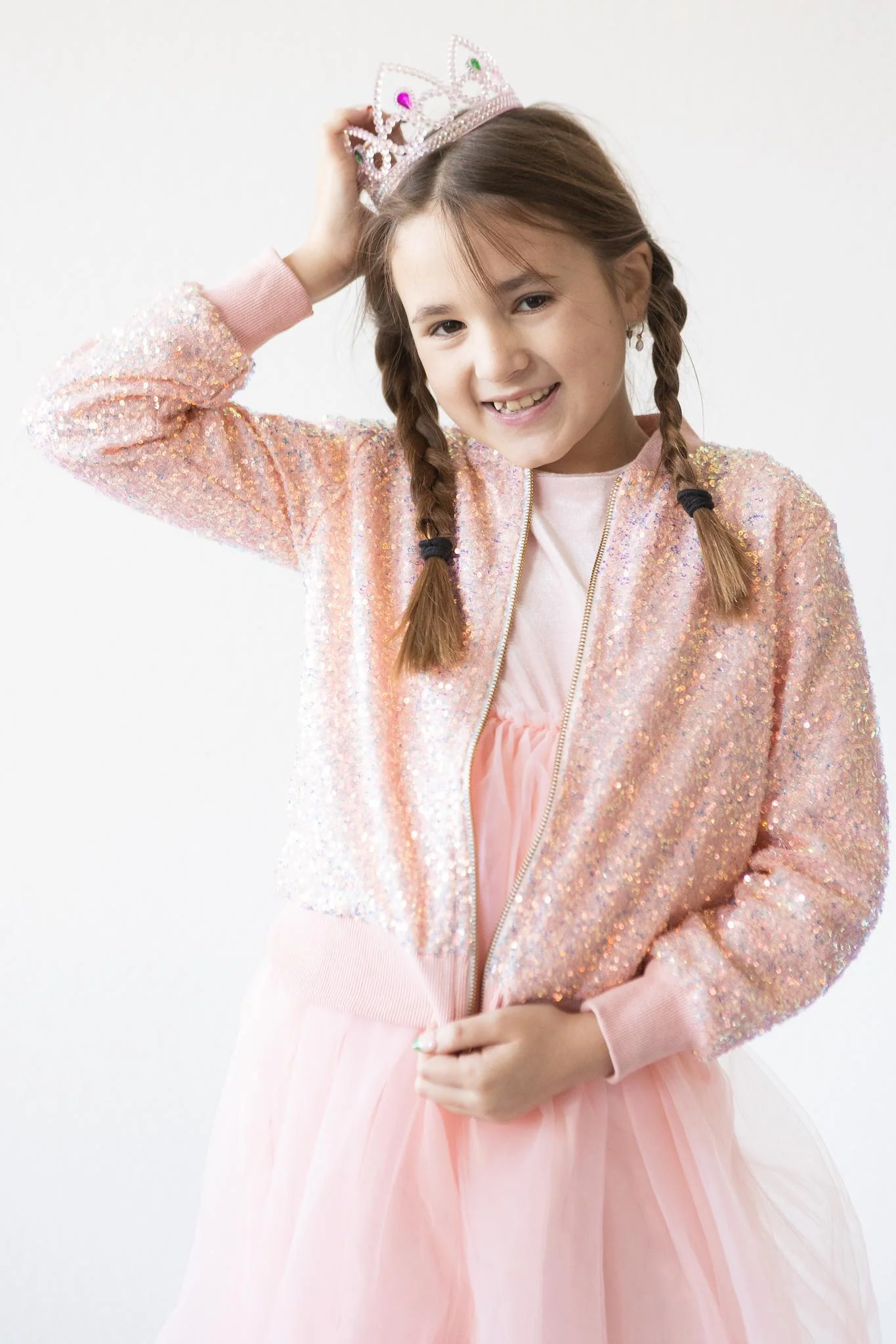 Girls Rose Gold Sequin Jacket