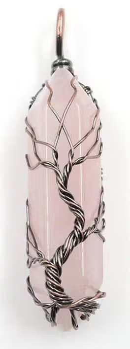 Rose Quartz Skinny Tree Necklace