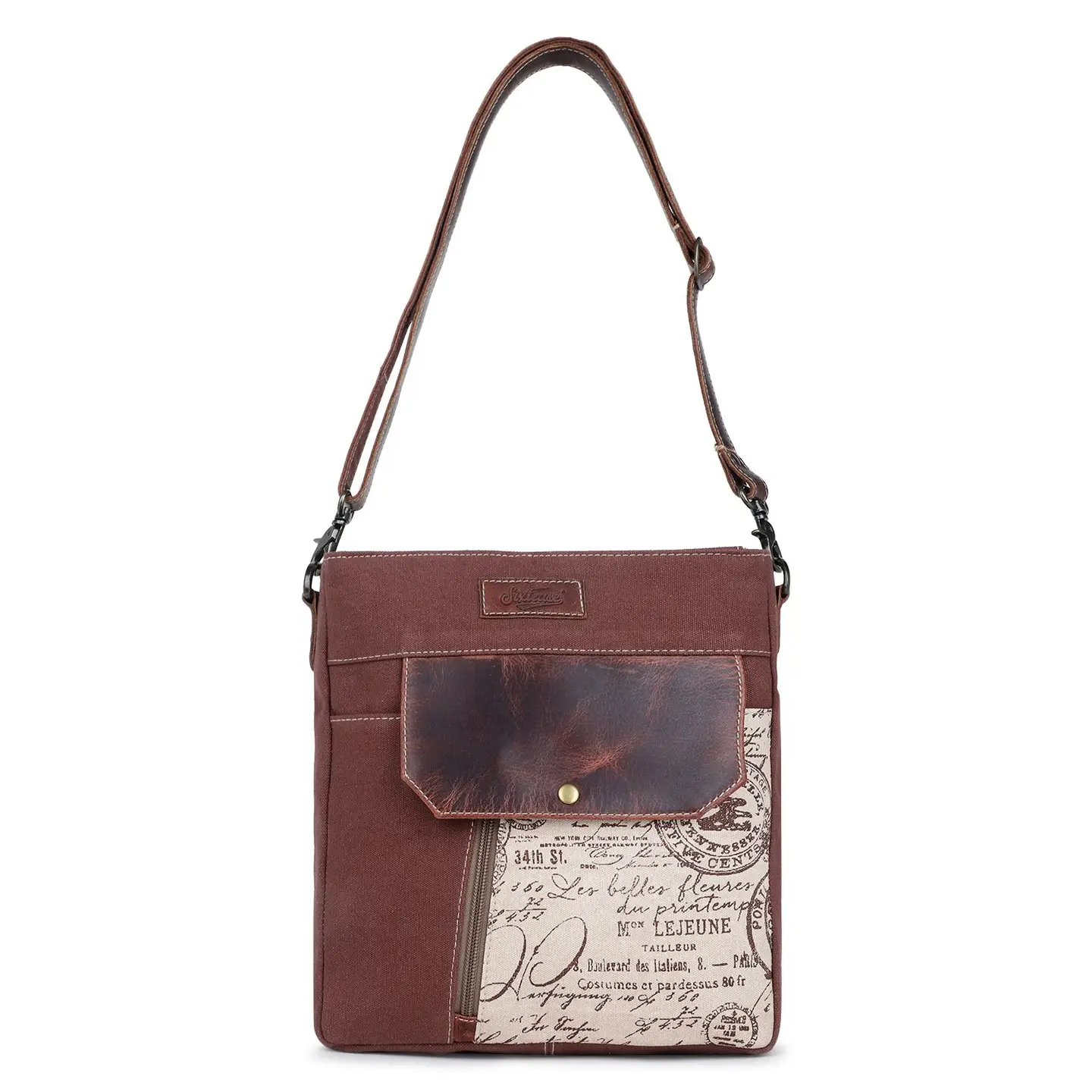 Women's Square Crossbody Bag - Script Print