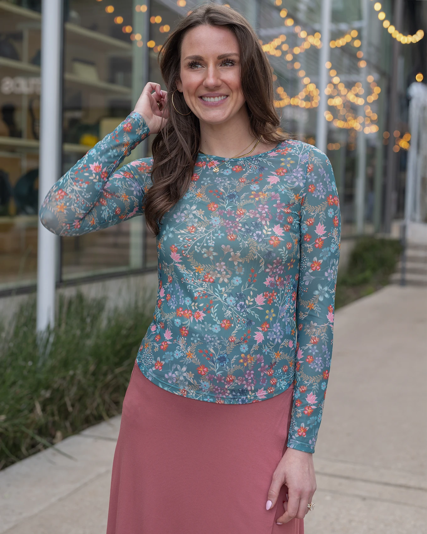 Wildflower Scoop Neck Floral Mesh Top