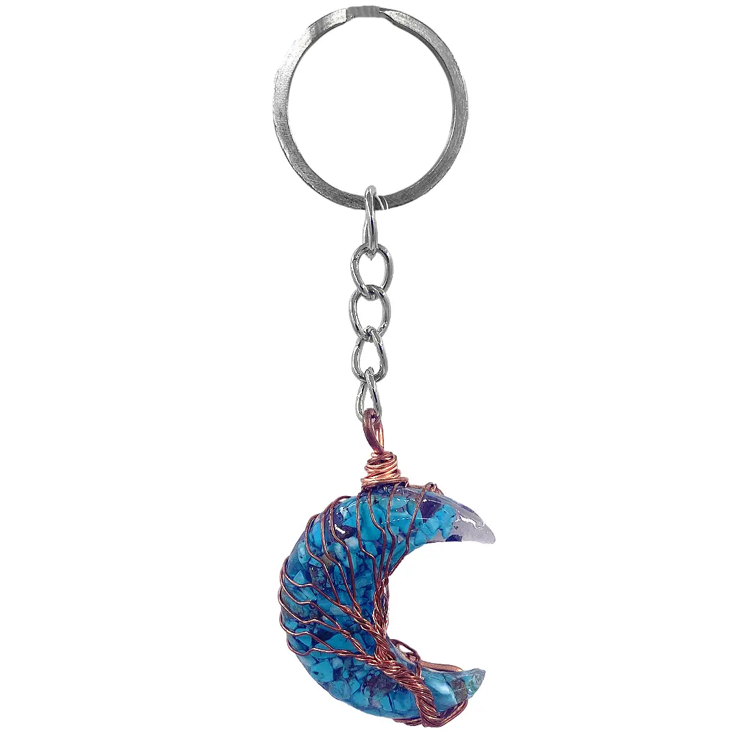 Wire Wrapped Moon Tree Keychain