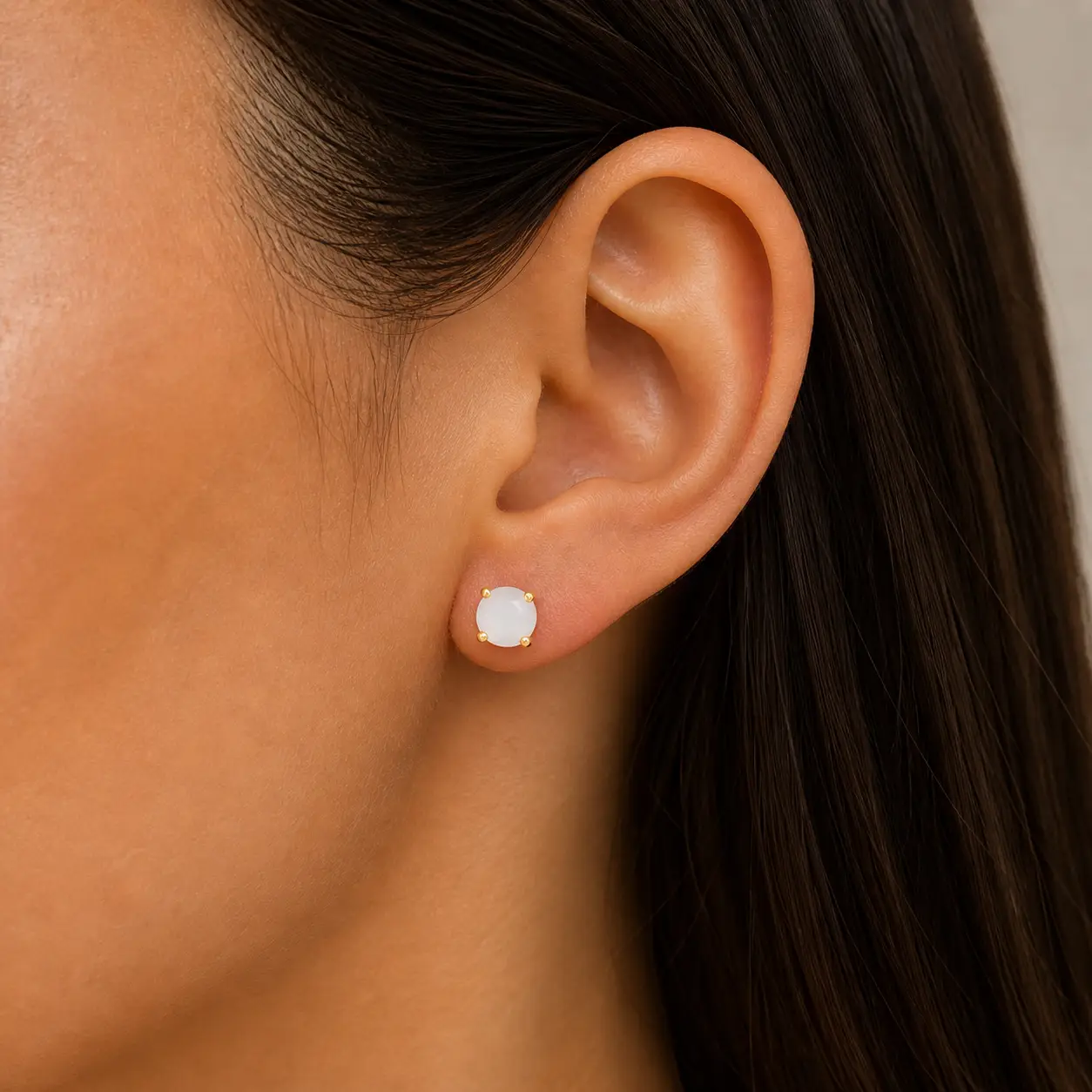 Round Mother of Pearl Gold Earrings