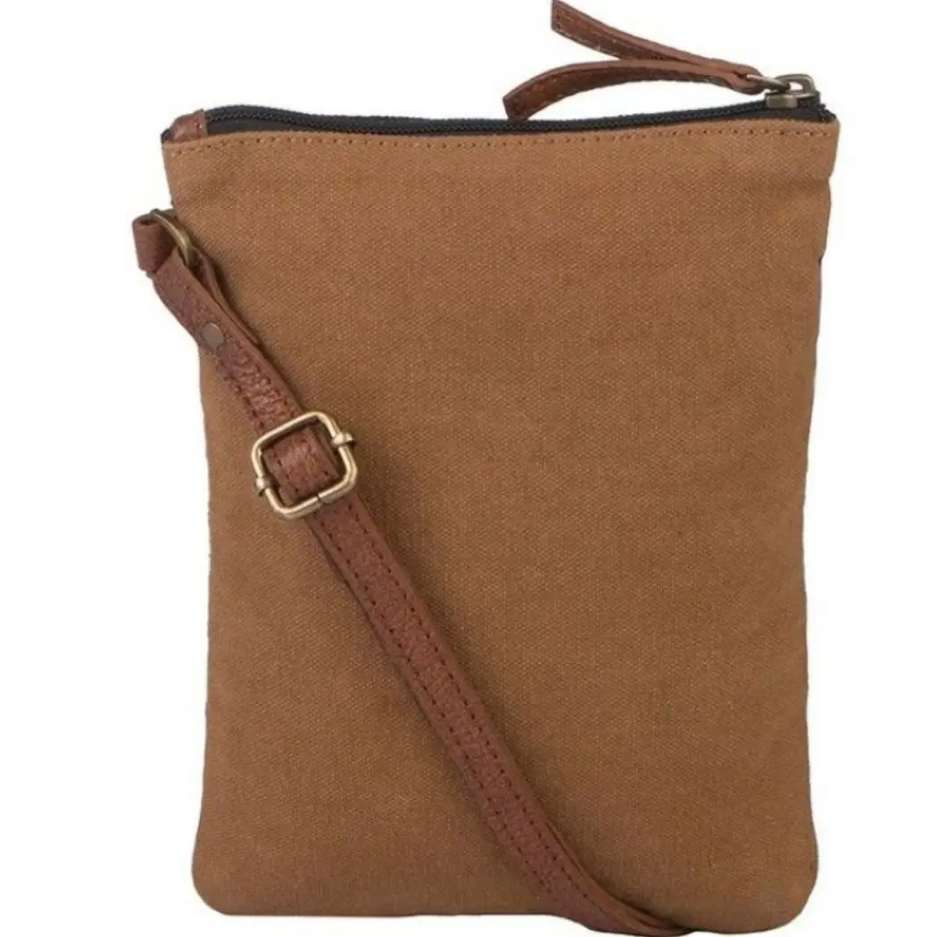 Ava Up-Cycled Canvas Crossbody-Black/Brown