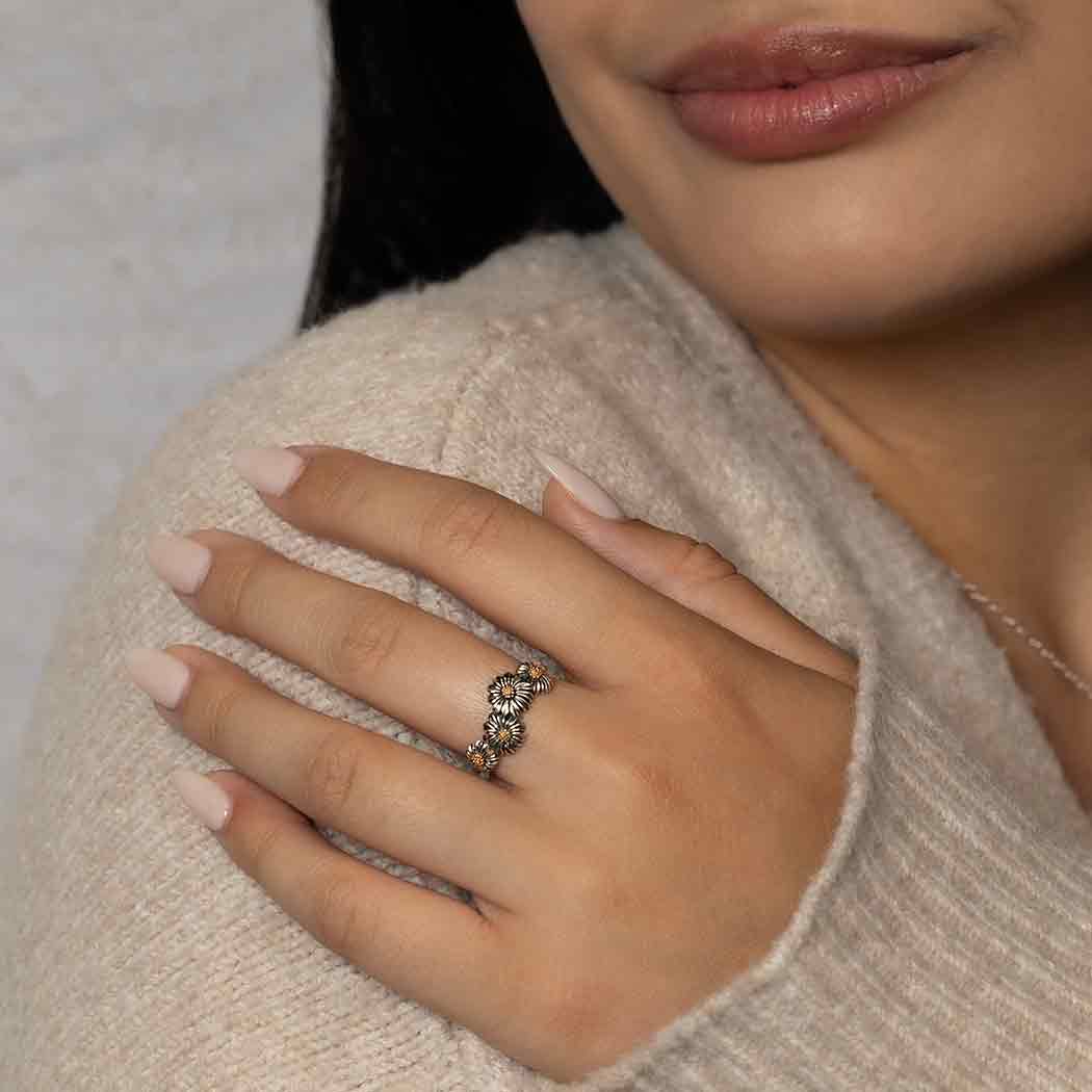 Bronze Daisy Chain Sterling Ring