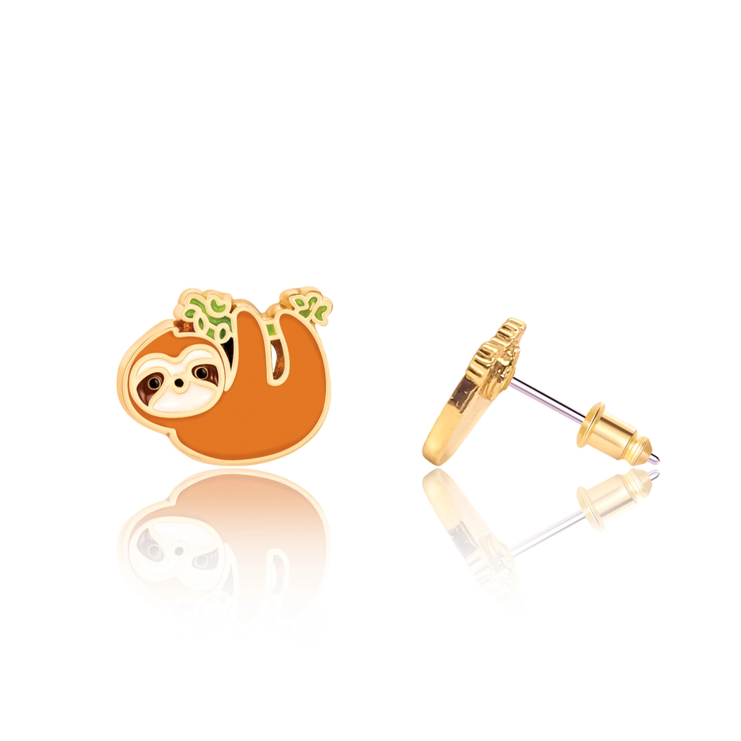Playful Sloth Stud Earrings