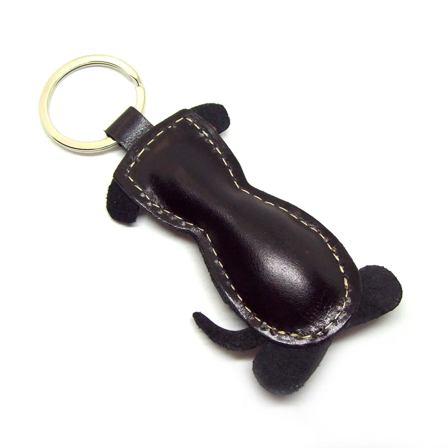 Black Dog Leather Keychain