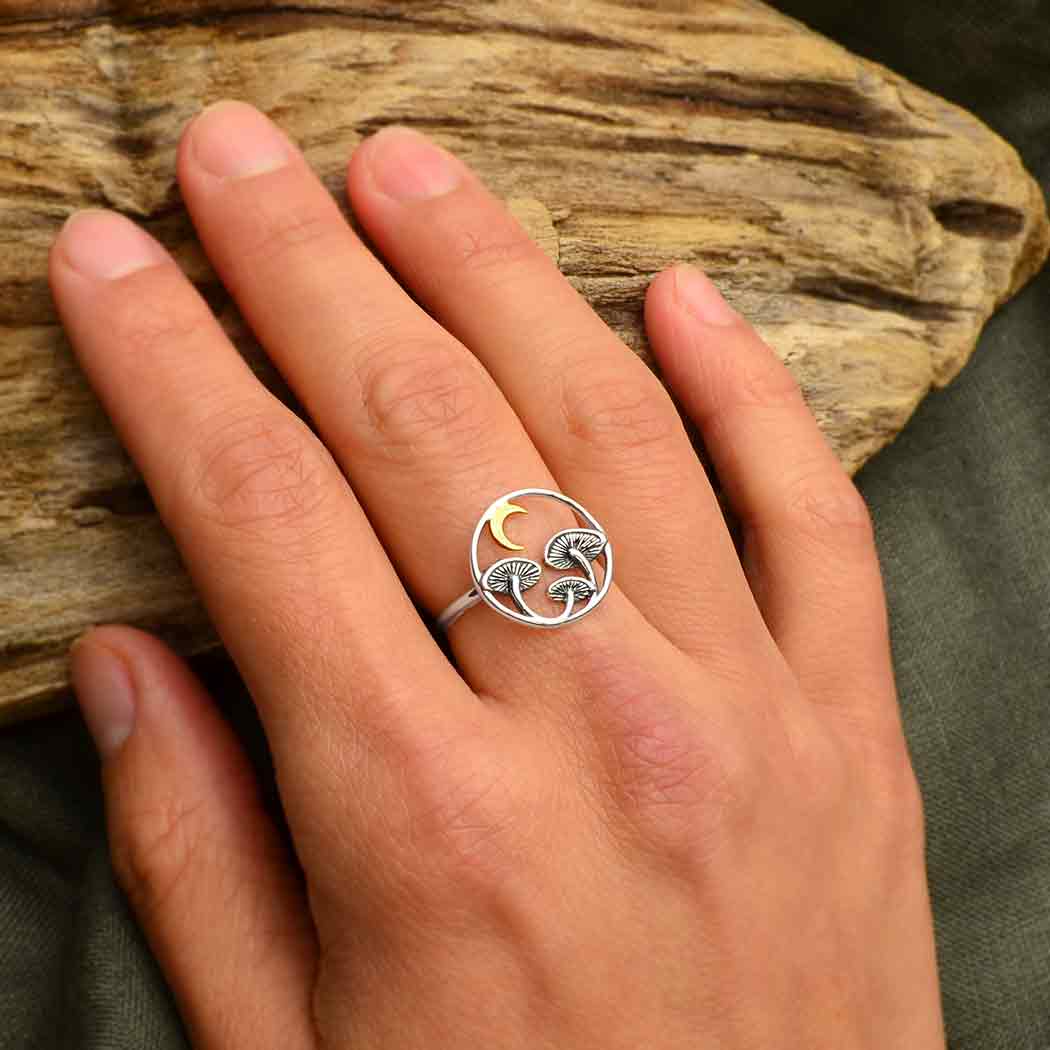 Three Mushroom Moon Ring