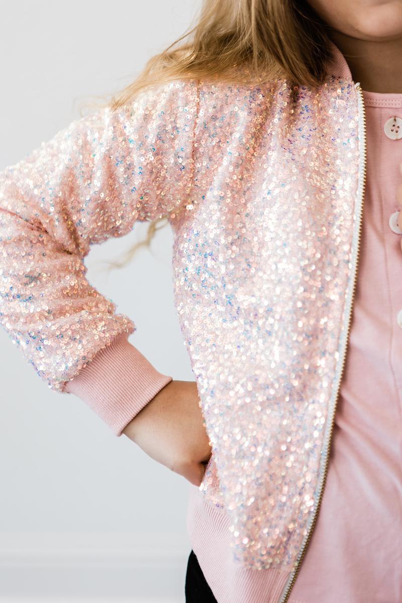 Girls Rose Gold Sequin Jacket