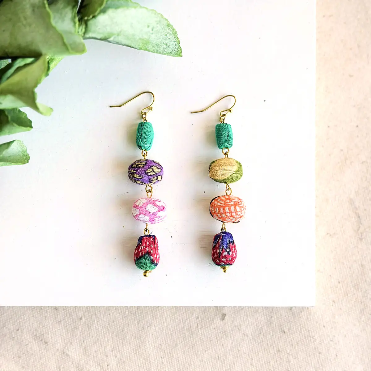 Kantha Pebbled Drop Earrings