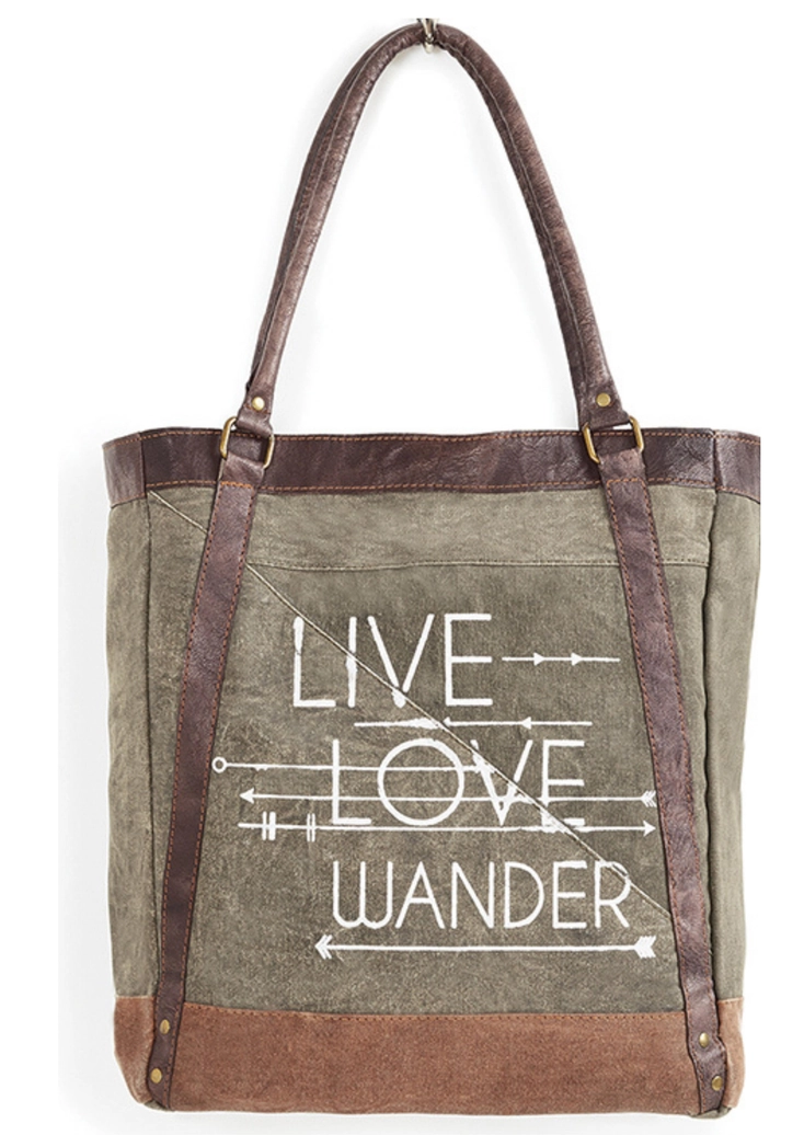Live Love Wander Canvas Tote