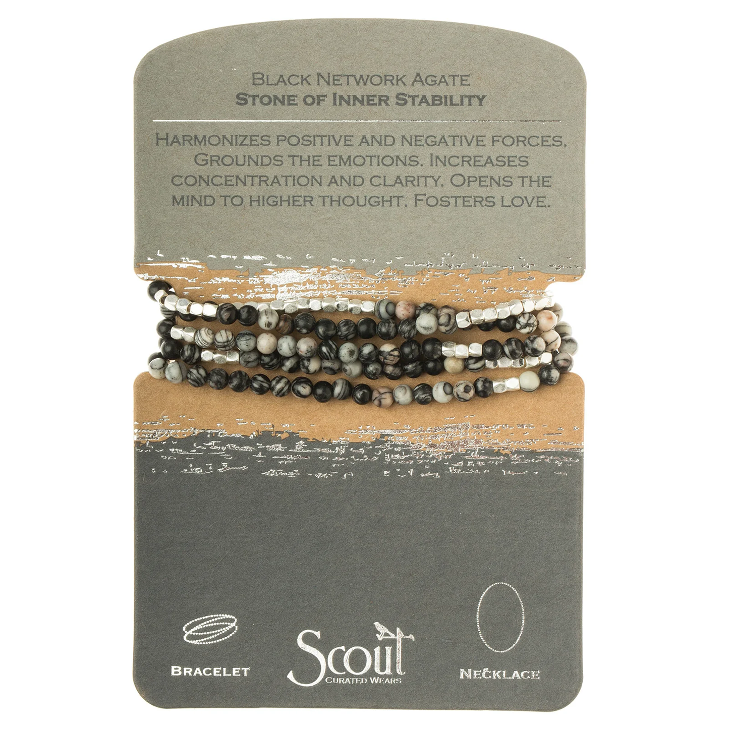 Stone Wrap Bracelet Black Network Agate