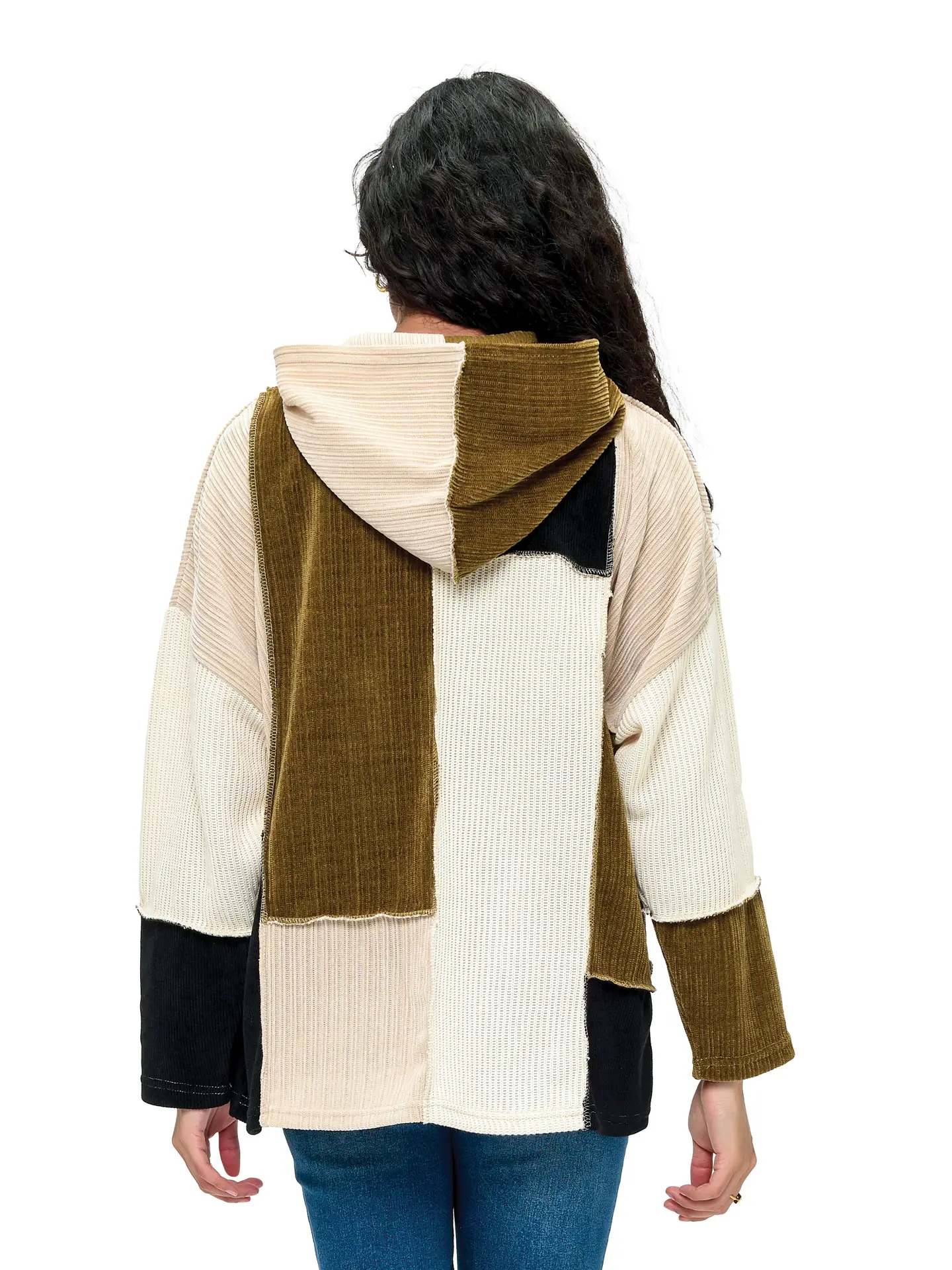 Zip Up Colorblock Ribbed Jacket