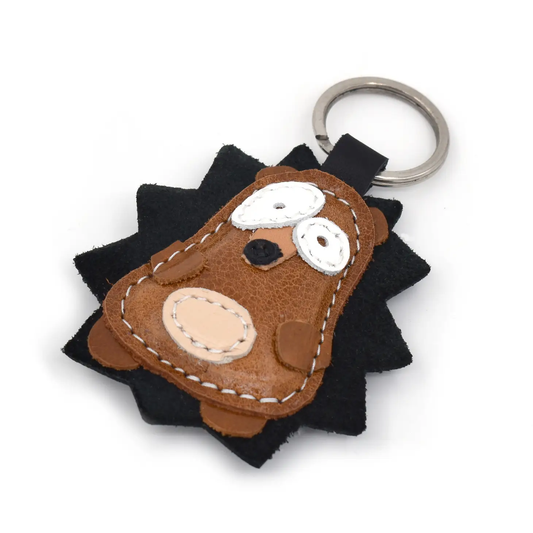 Cute Hedgehog Leather Keychain