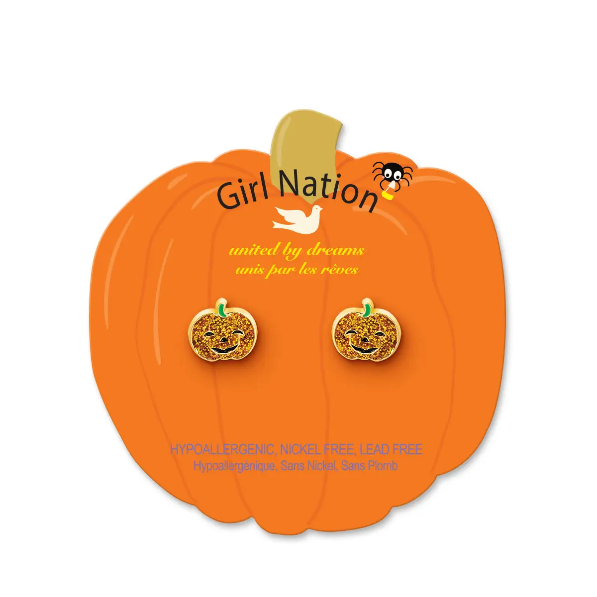 Glitter Pumpkin Stud Earrings