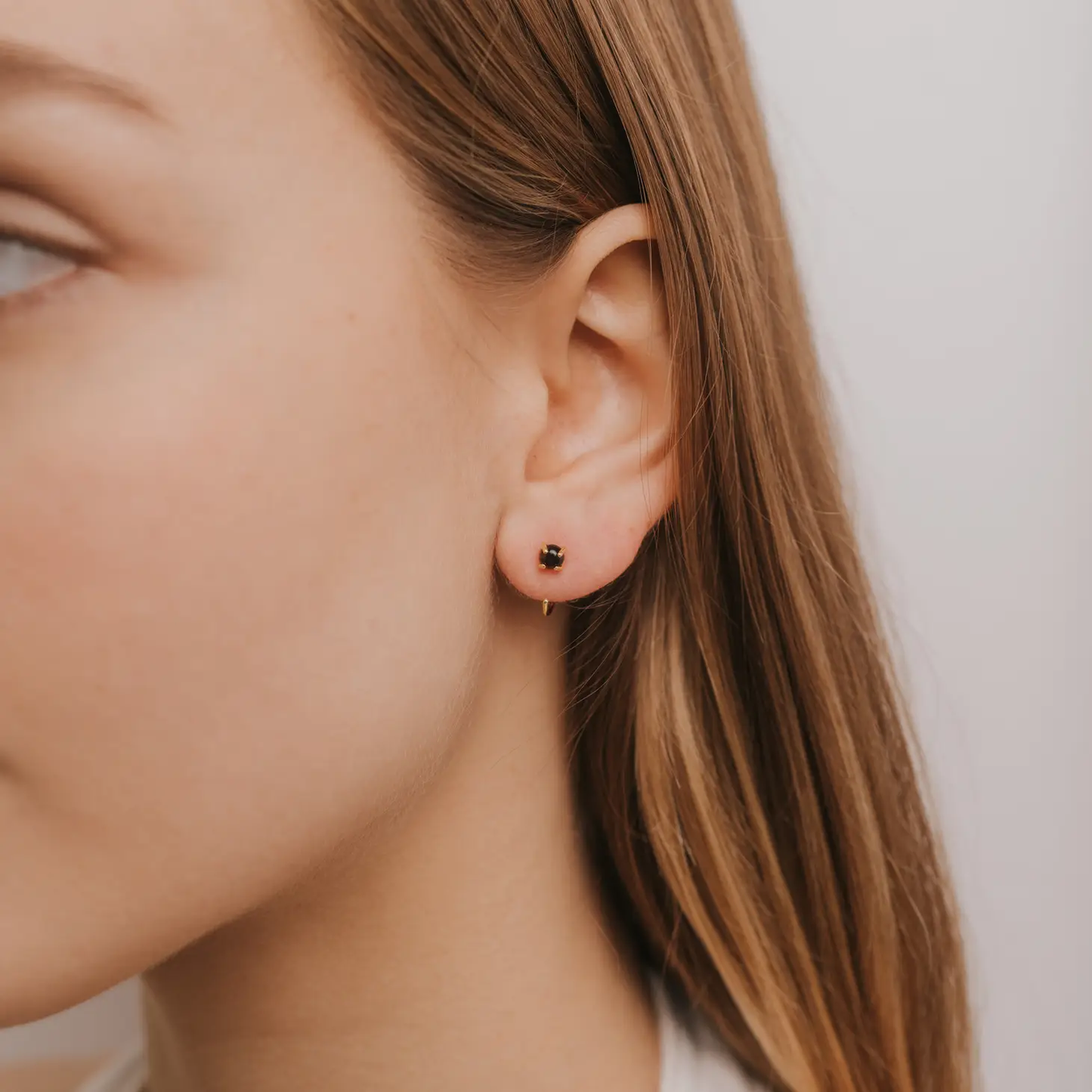 Huggie Earrings - Obsidian