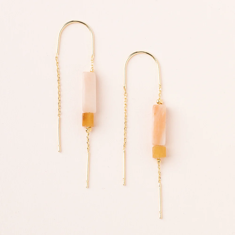 Stone Threader Earrings Rose Quartz