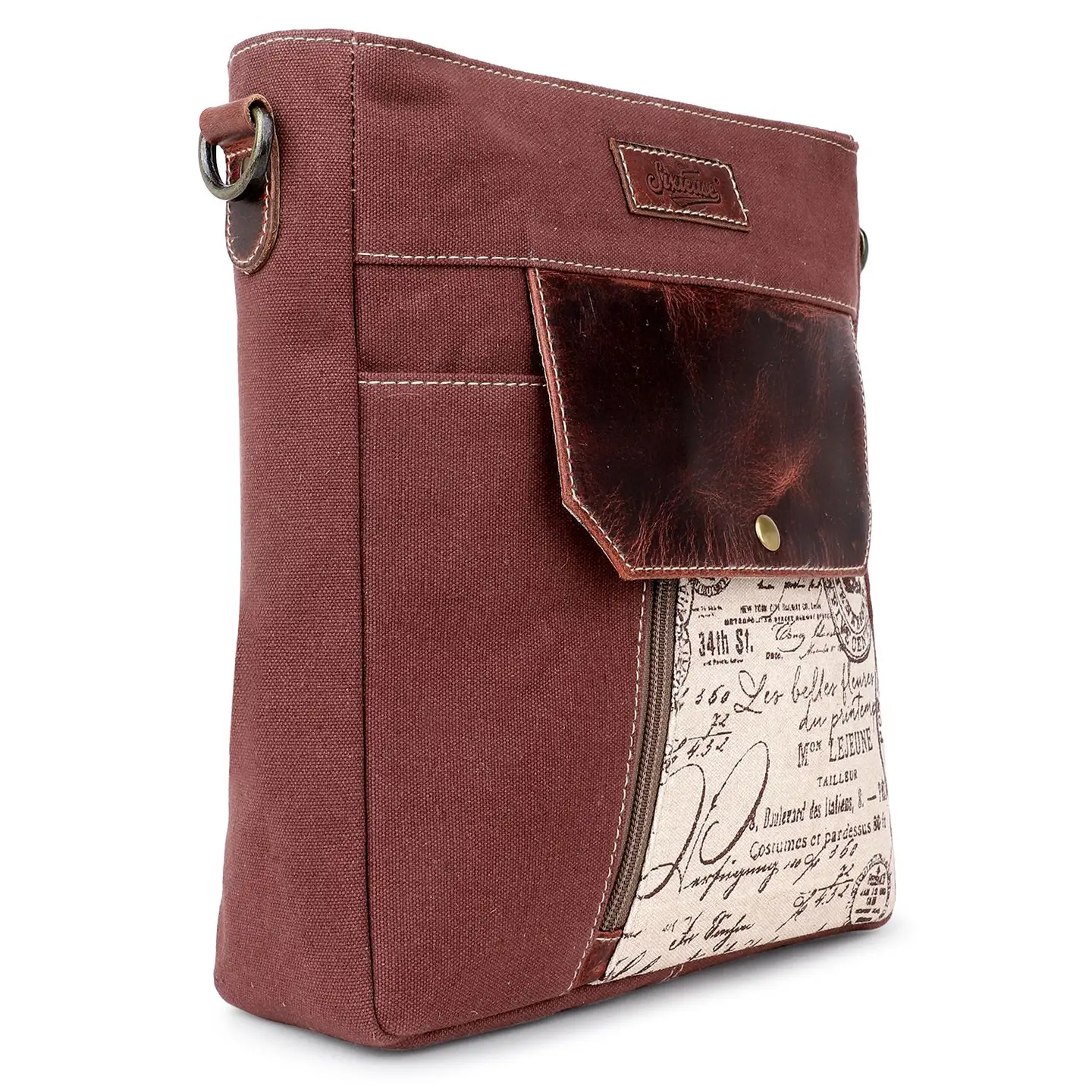 Women's Square Crossbody Bag - Script Print