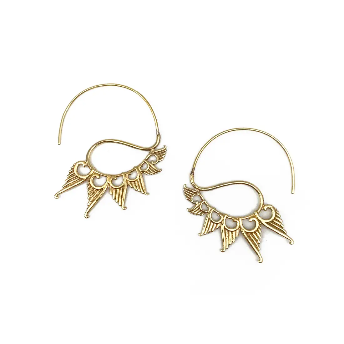 Open Hoop Earrings Graduated Wings