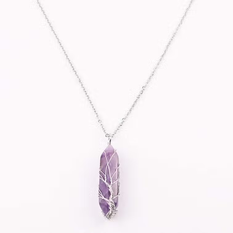 Amethyst Skinny Tree Necklace