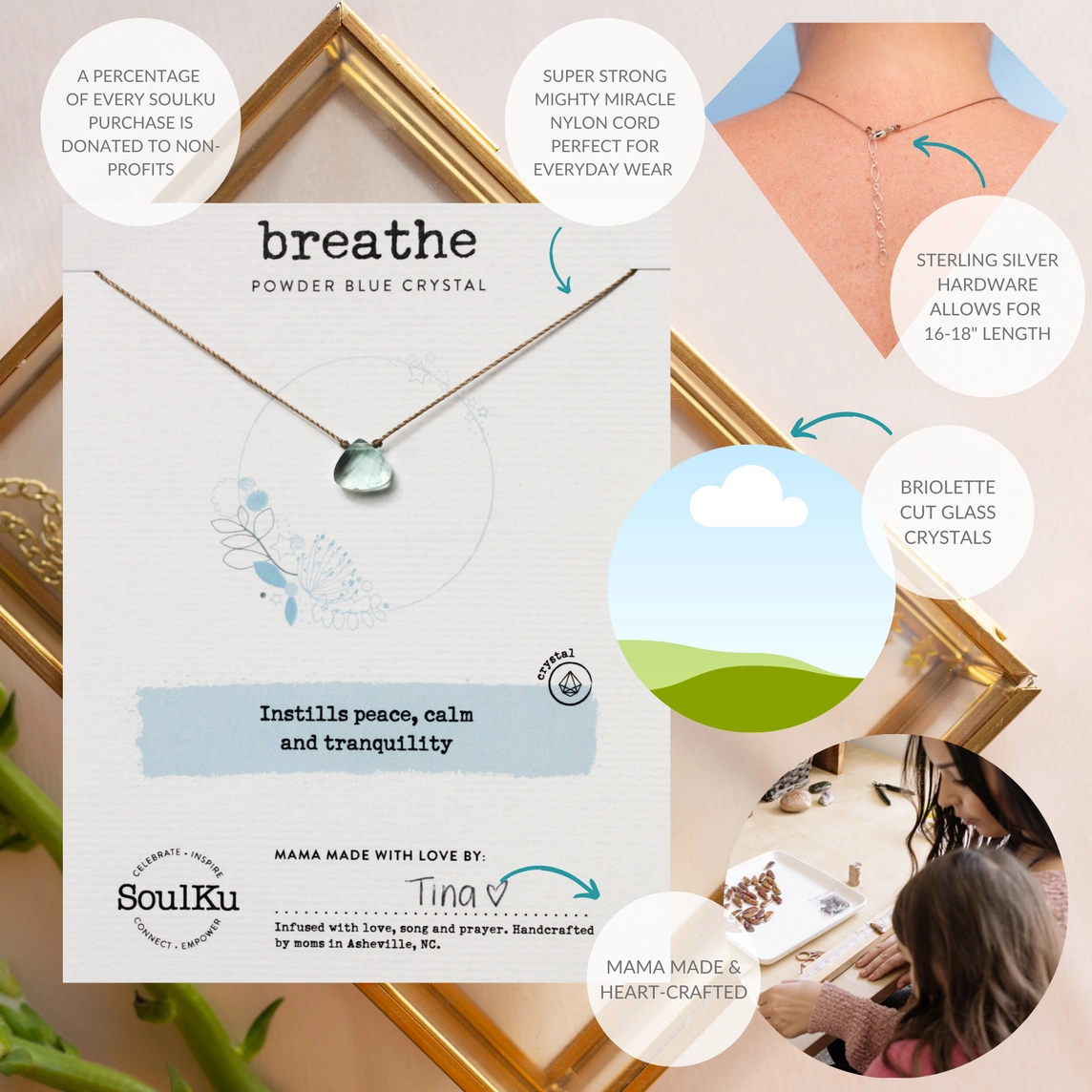 Soul Shine Necklace Powder Blue to Breathe
