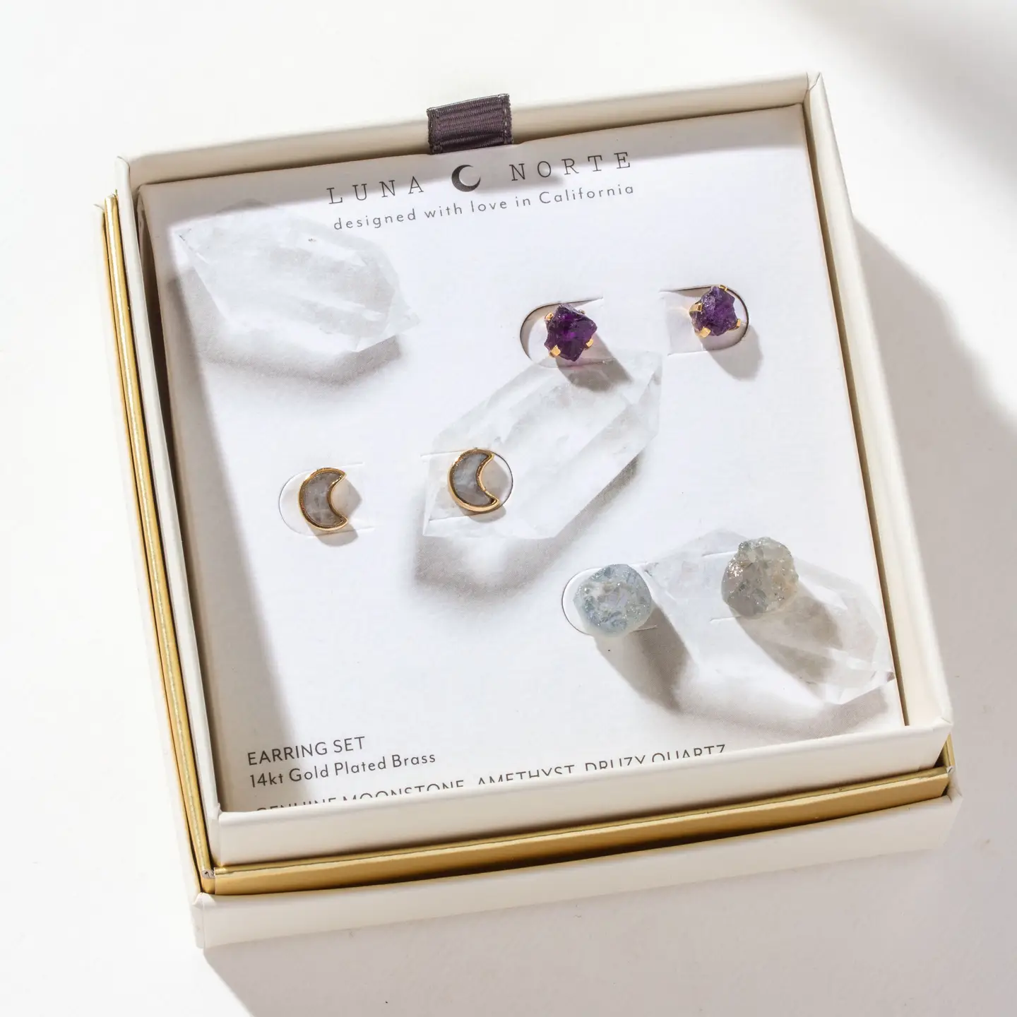 Moonlit Gemstone Trio Earrings Set of 3