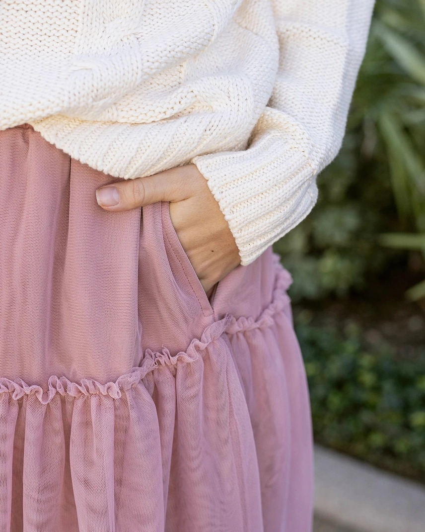 Mesh Tiered Maxi Skirt