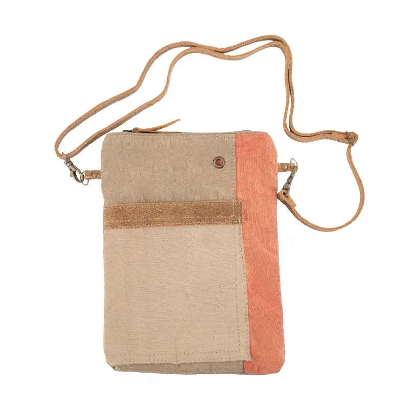 Canvas Plain Passport Bag Colorblock