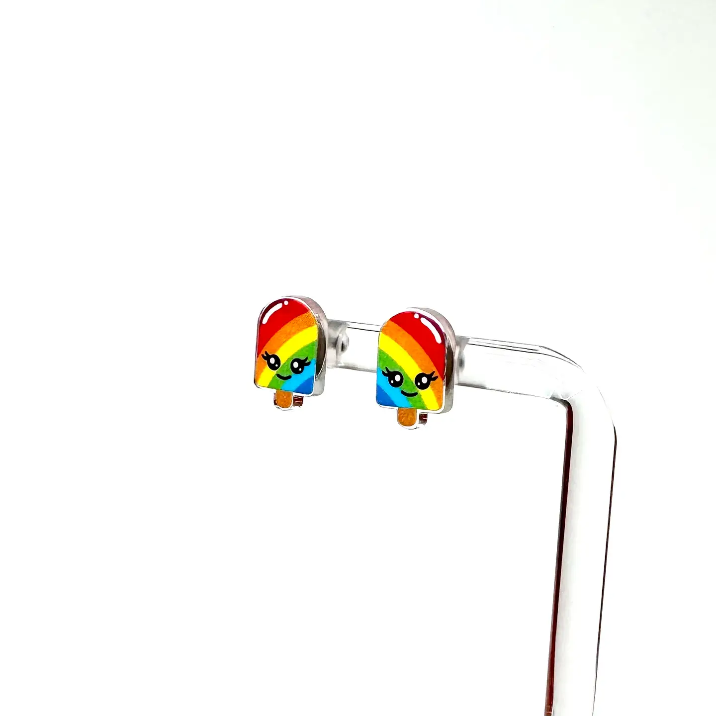 Rainbow Popsicle Stud Earrings