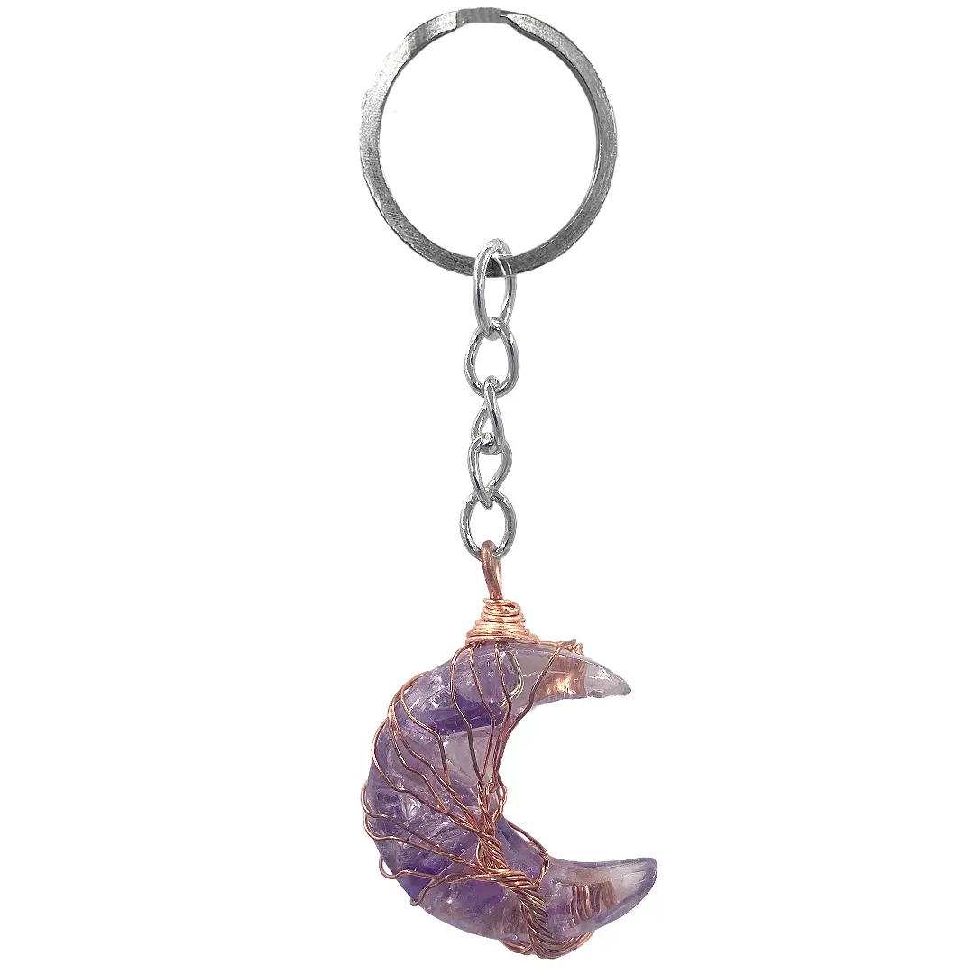 Wire Wrapped Moon Tree Keychain