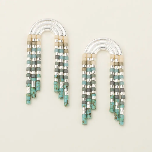 Miyuki Fringe Earrings Rainbow Turquoise/Silver