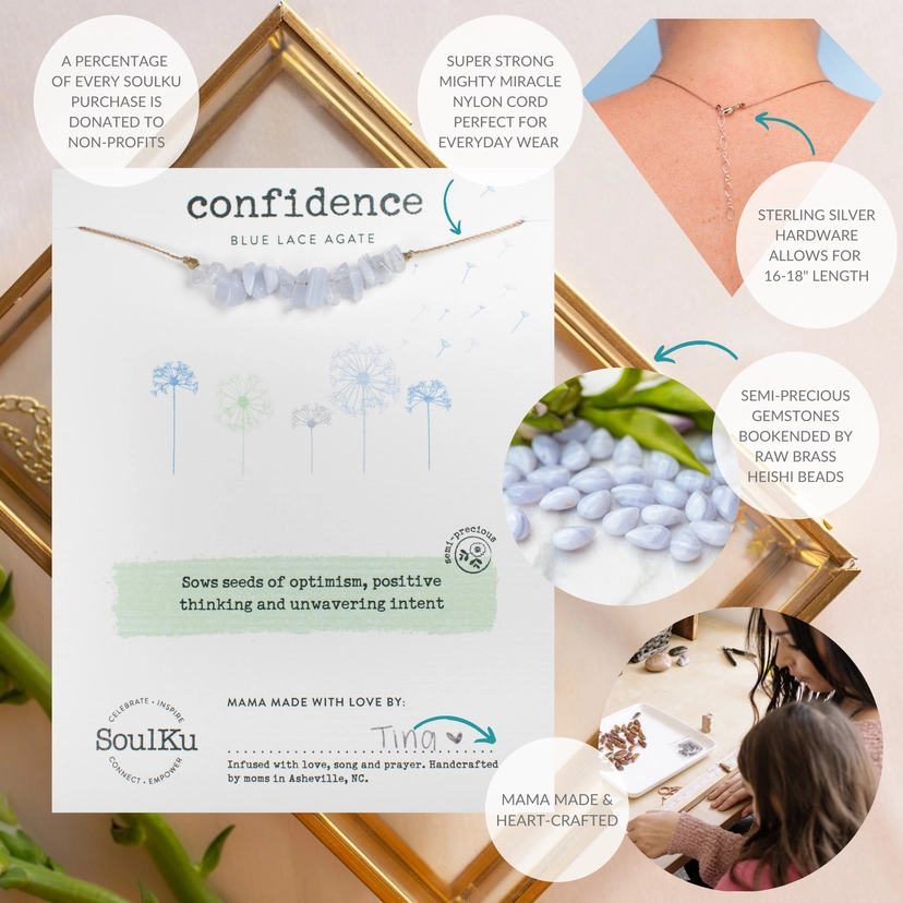 Seed Necklace - Blue Lace Agate for Confidence