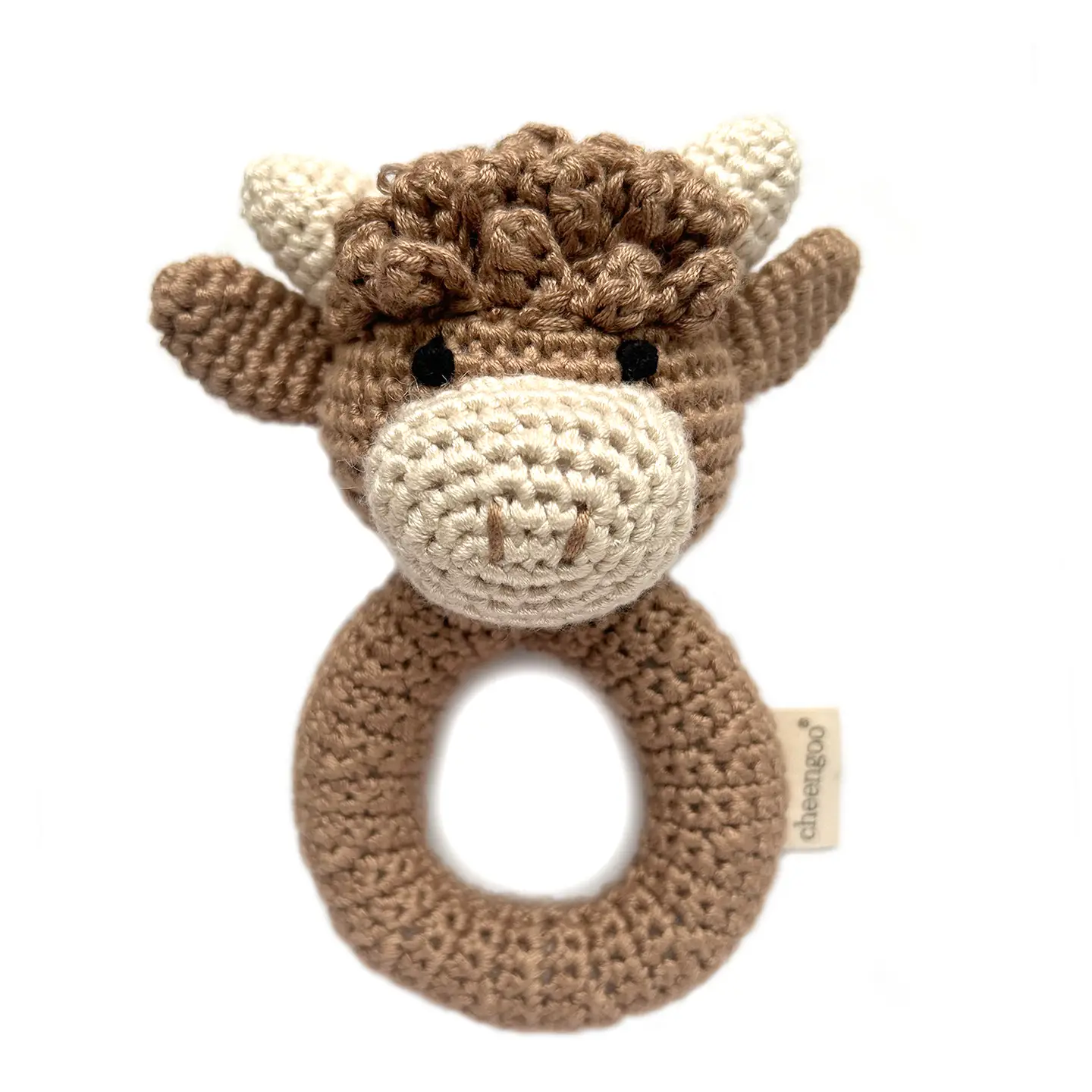 Knit Highland Cow Ring Rattle