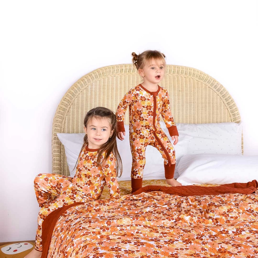 Warm Floral Bamboo Kids Pajamas