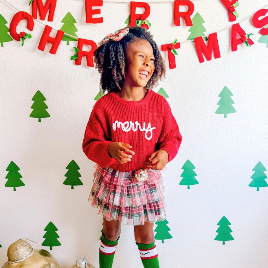 Girls Christmas Plaid Tulle Bow Clip