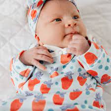 Liberty Strawberries Newborn Knotted Gown