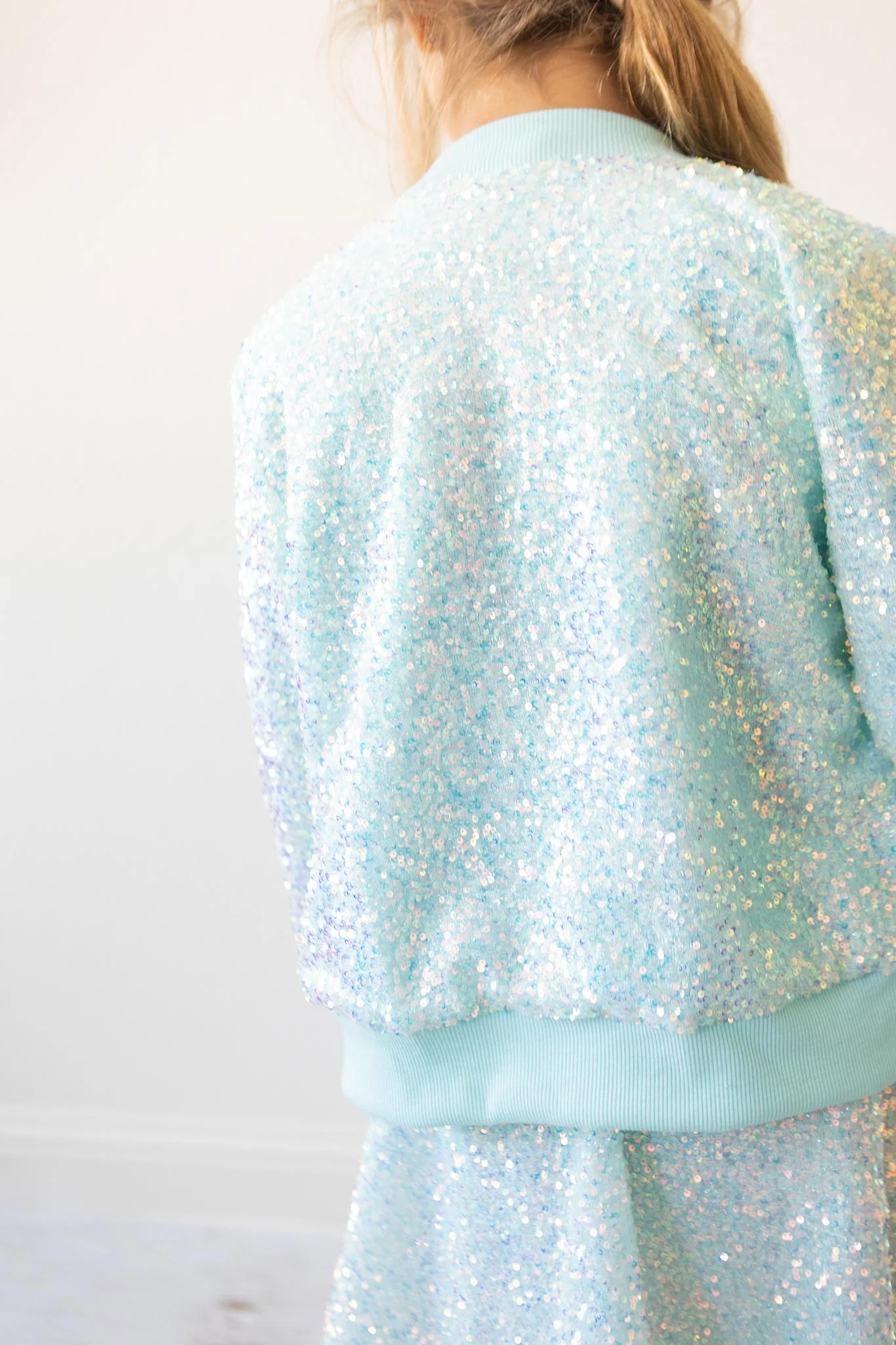 Girls Aqua Sequin Jacket