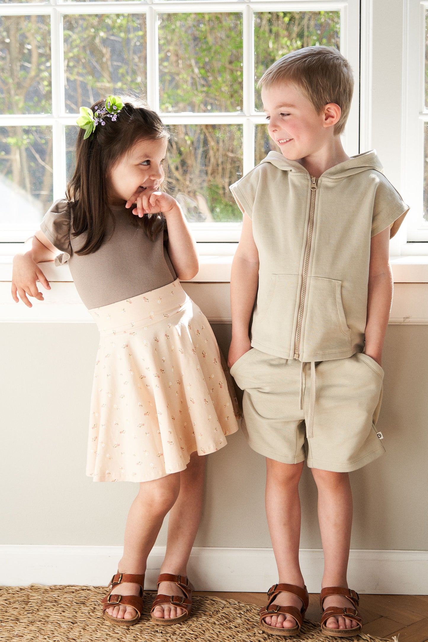 Girls Flutter Sleeve Rib Top