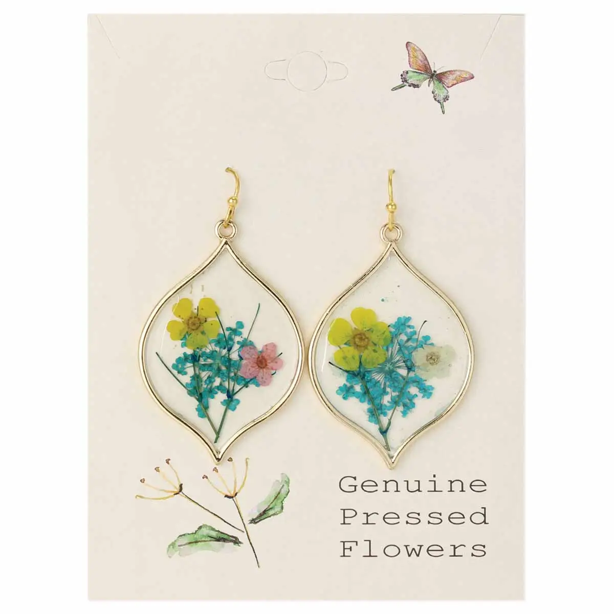 Yellow Pink Dried Flower Earrings