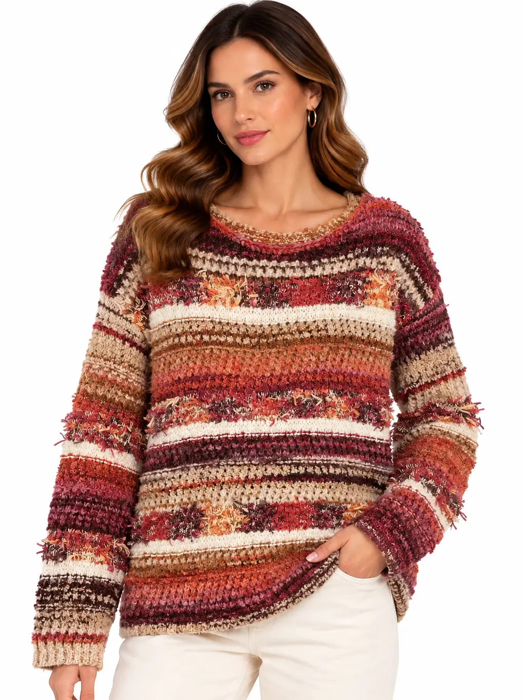 Rust Ombre Fringe Sweater