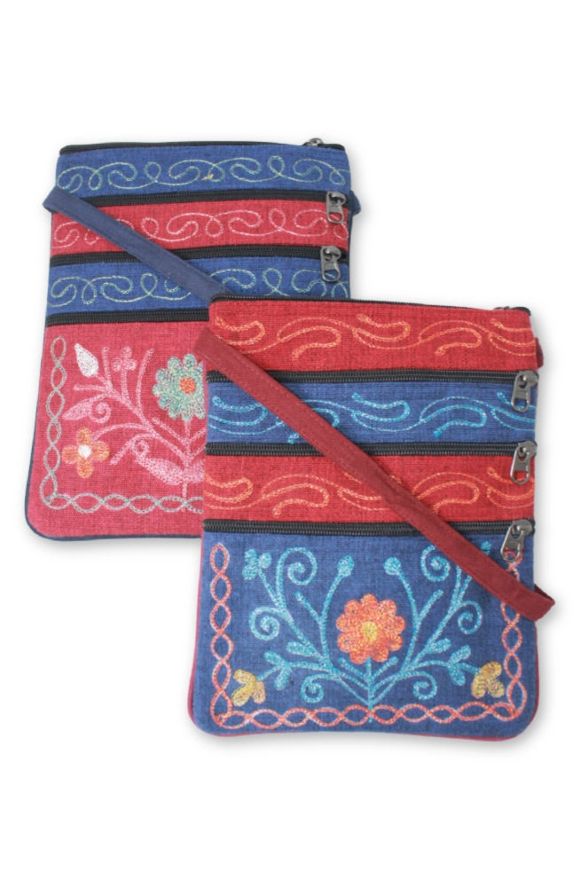 Passport Bag 3 Zip Embroidery