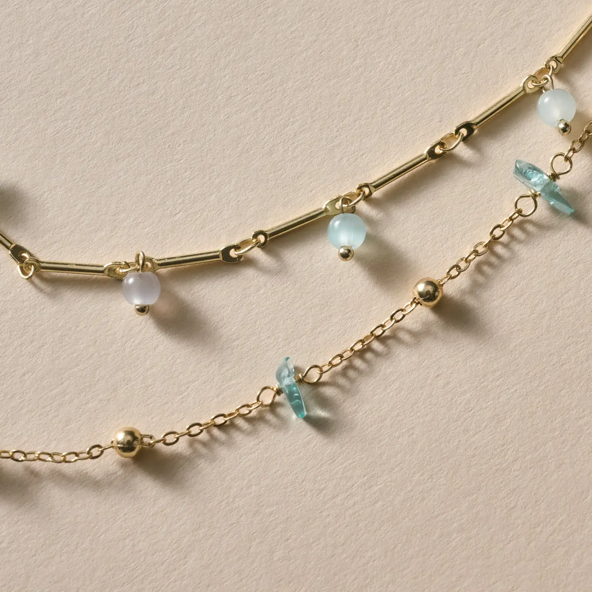 Kacha Two Strand Glass & Stone Necklace