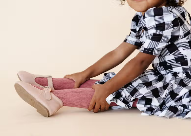 Baby Cable Knit Tights - Mauve Rose