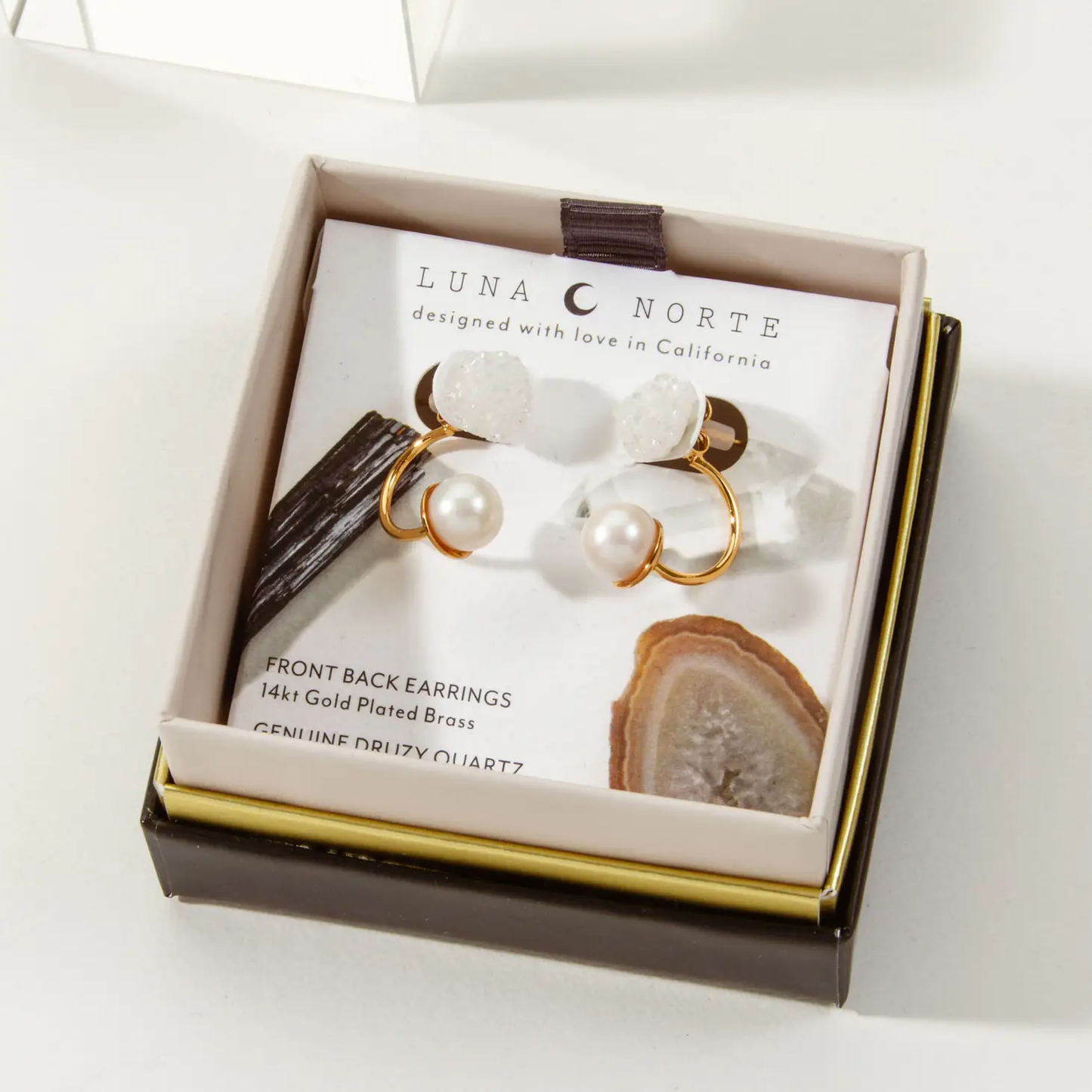 Ebb & Flow Earrings Fresh Pearl & Druzy