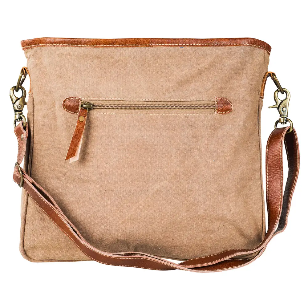 Vintage Tapestry Fabric Leather Trim Bag