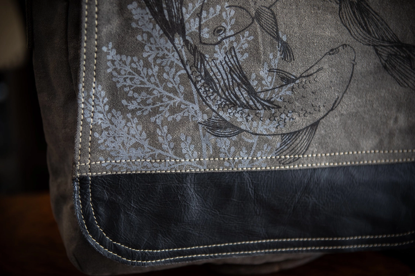 Circle of Koi Canvas Saddle Bag