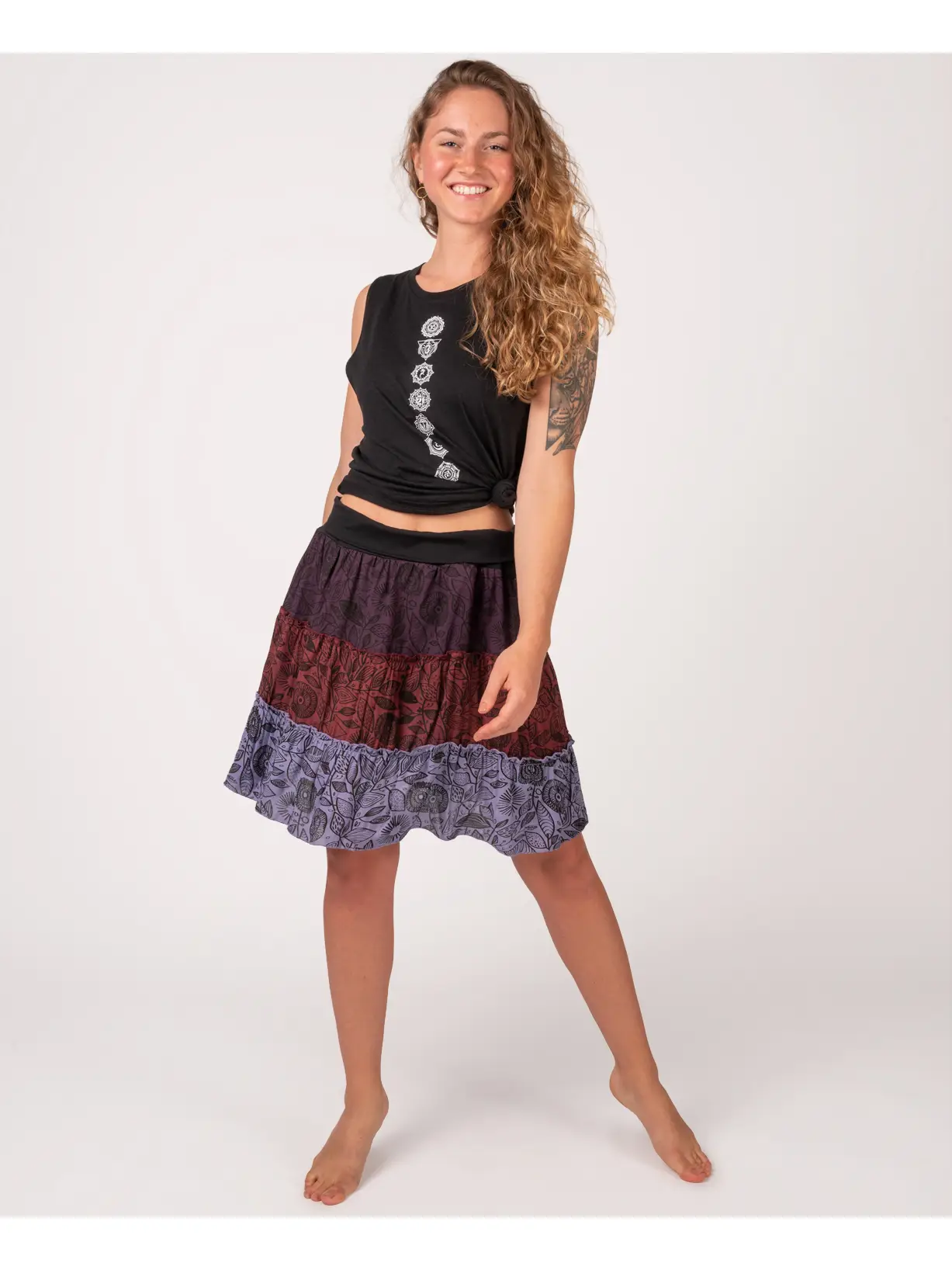 Three Tier Mini Skirt - Plum