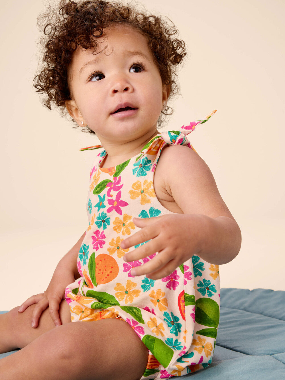 Baby Tie Shoulder Tropical Fruit Romper