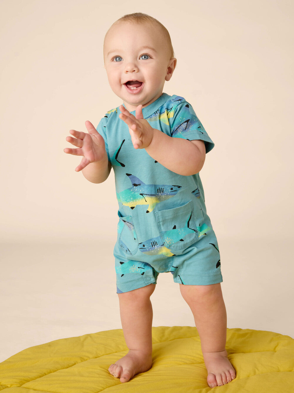 Painted Shark Pocket Baby Romper