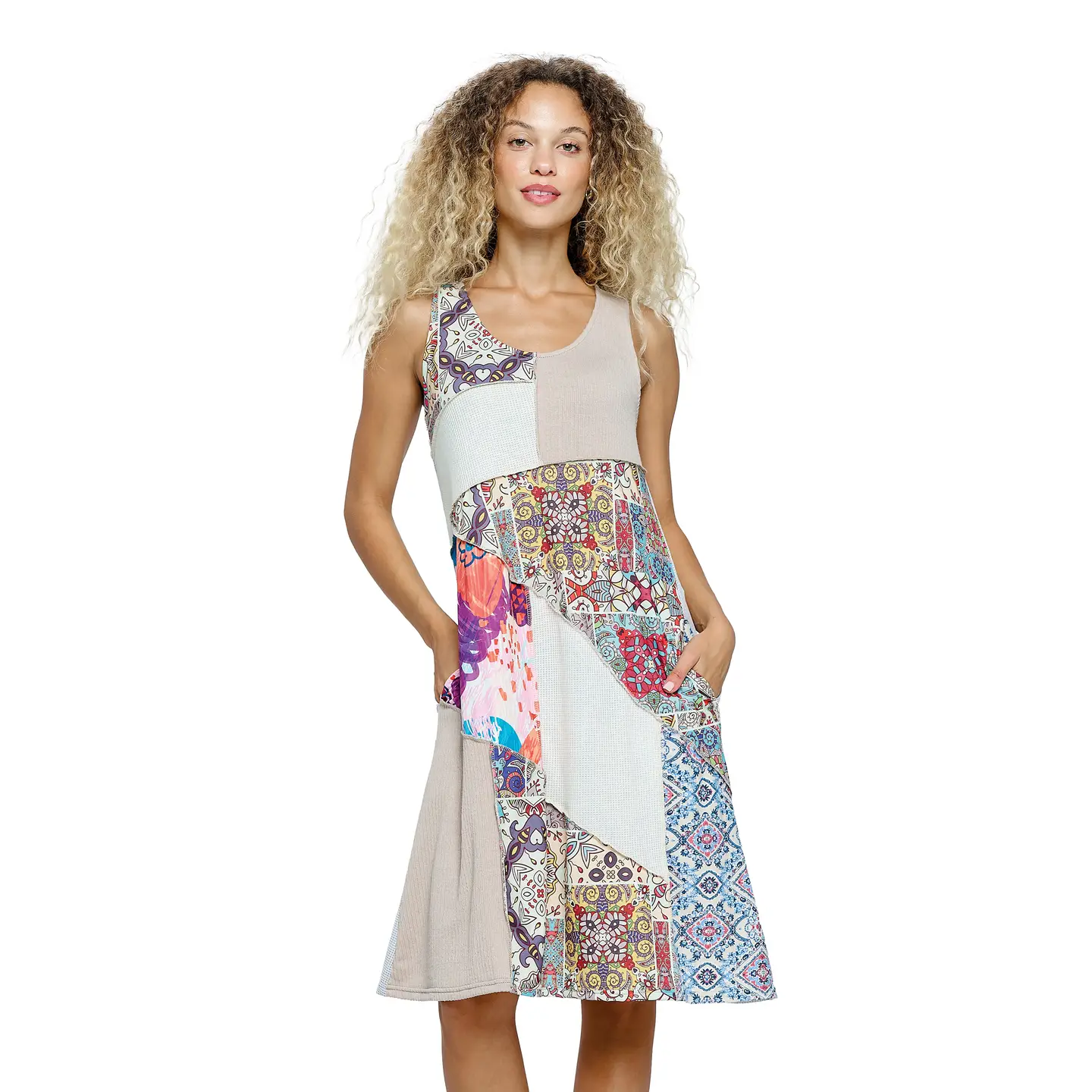 Boho A-Line Patchwork Dress